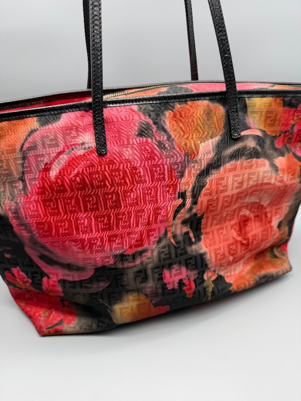 Fendi Zucchino Floral Rolled Tote